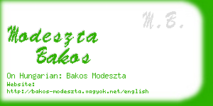 modeszta bakos business card
